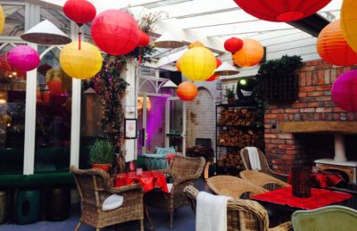 asian theme design with colourful paper lanterns rental