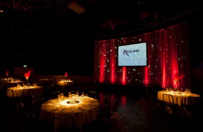 Backdrops and Pin Spots at The Round Room for a corporate event design